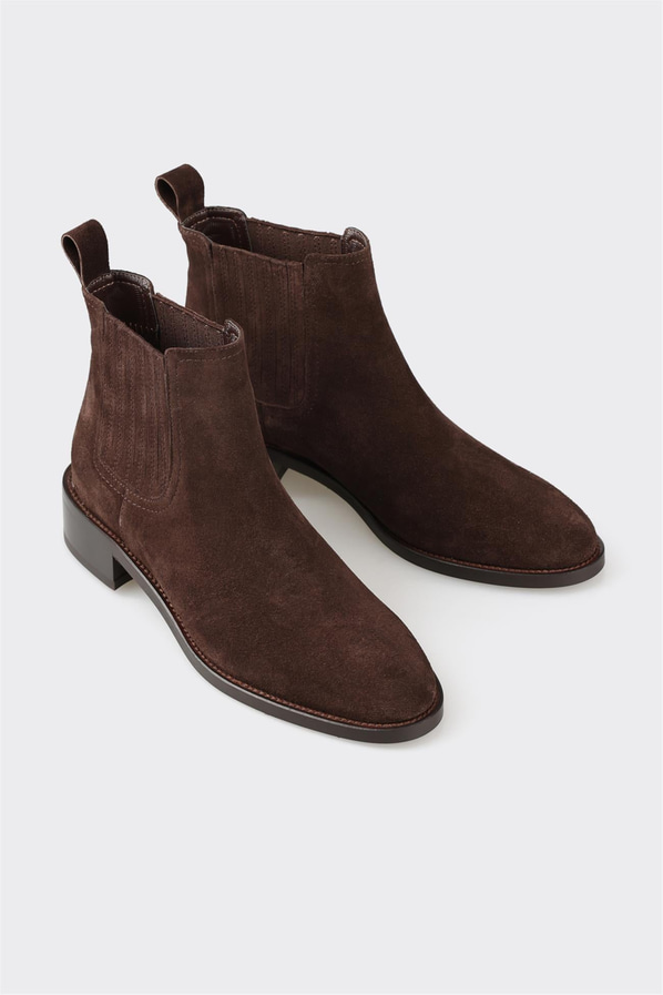Kahve deri kadın bot, klasik stil için - Elle Shoes