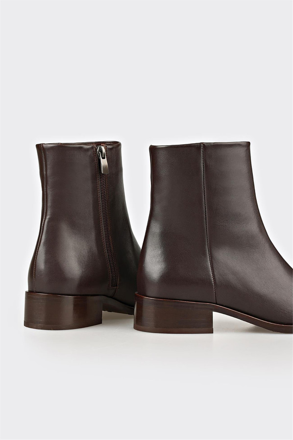 Kahve Deri Kadın Klasik Bot