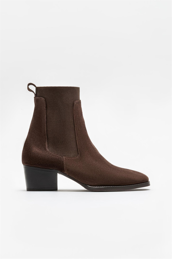 Kahve deri kadın bot, klasik stil için - Elle Shoes