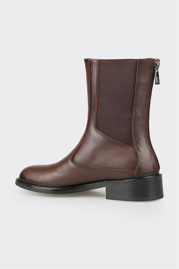 Kahve deri kadın bot, klasik stil için - Elle Shoes
