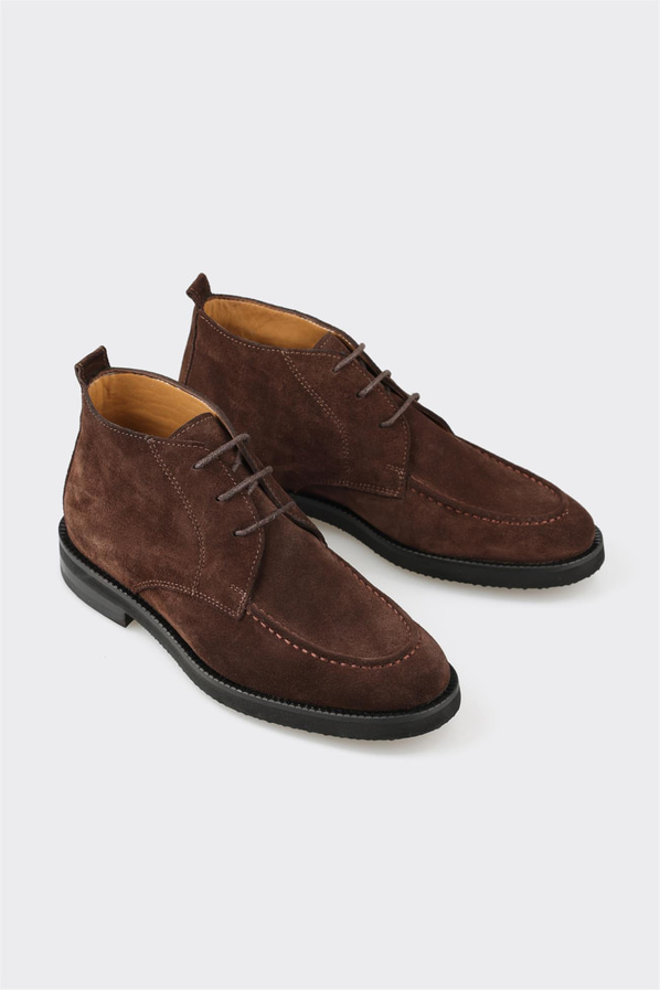 Kahve deri kadın bot, klasik stil için - Elle Shoes