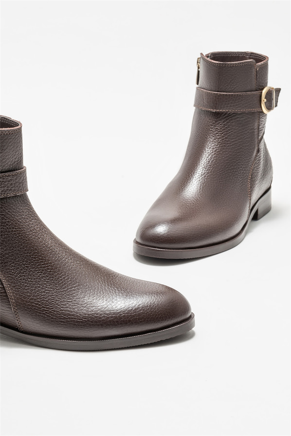 Kahve deri kadın bot, klasik stil için - Elle Shoes