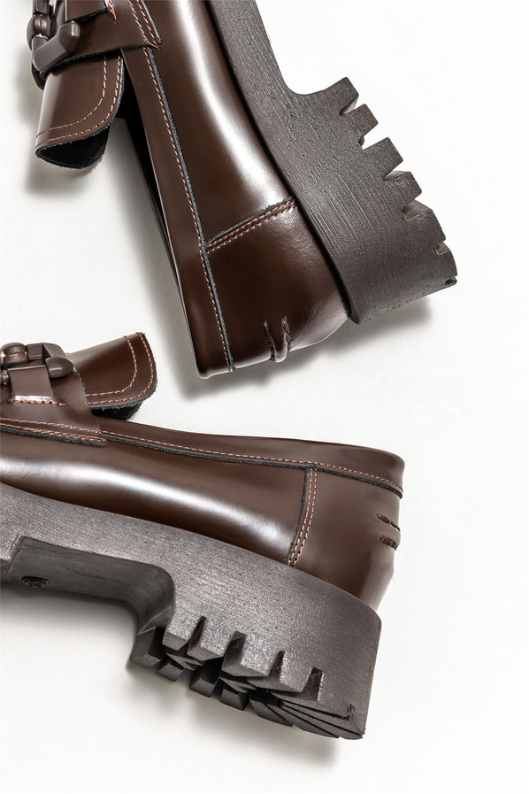 Kahve deri kadın loafer - Elle Shoes