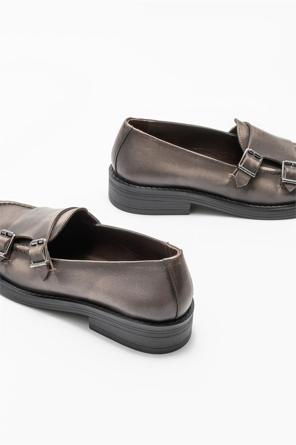 Kahve deri kadın loafer - Elle Shoes