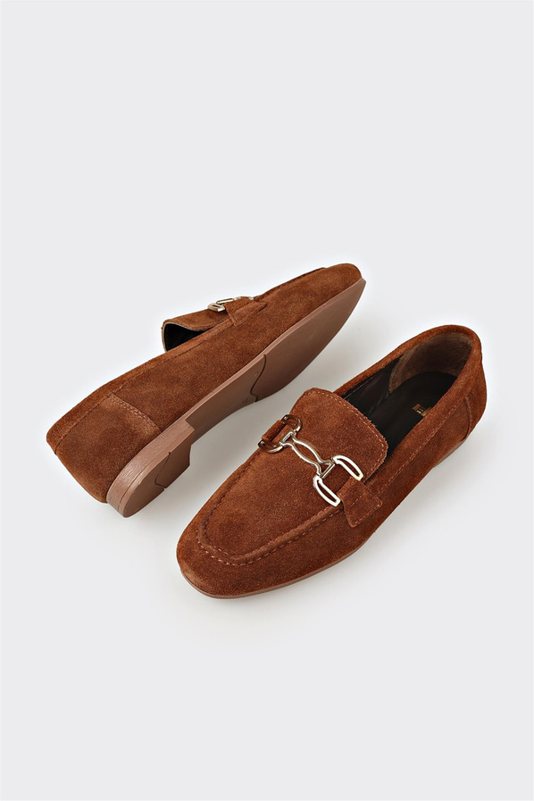 Kahve Deri Kadın Loafer