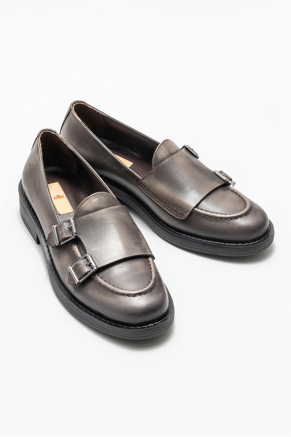 Kahve deri kadın loafer - Elle Shoes