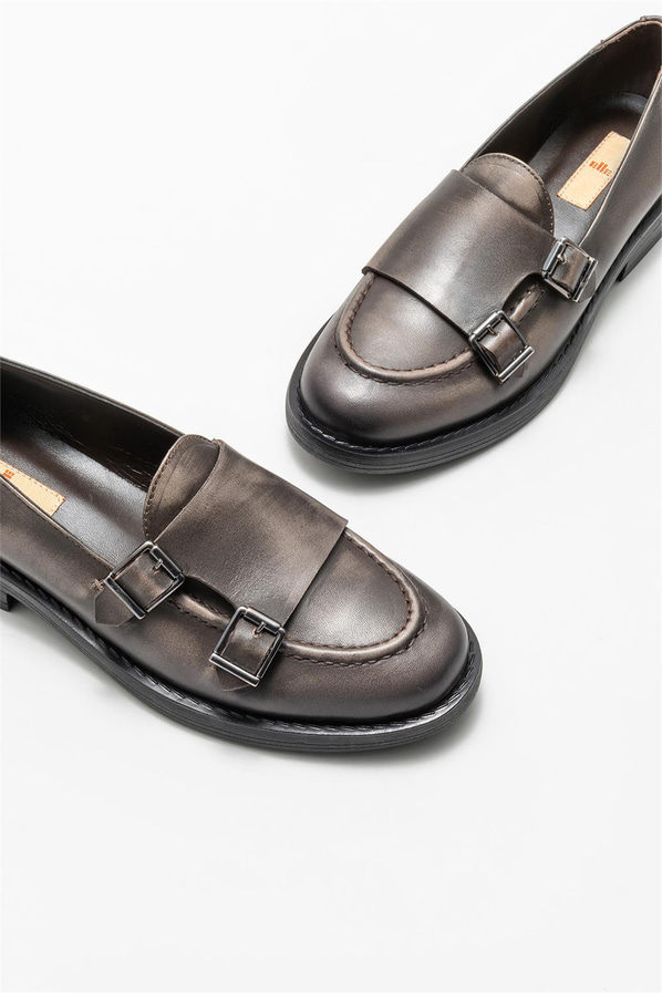 Kahve deri kadın loafer - Elle Shoes