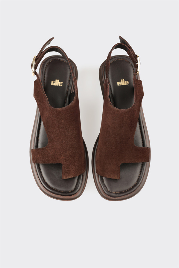 Kahve deri kadın sandalet - Elle Shoes