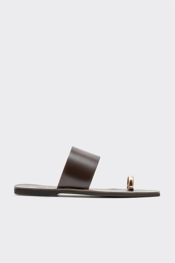 Kahve deri simli rahat tabanlı kadın terlik, rahat kullanım için - Elle Shoes