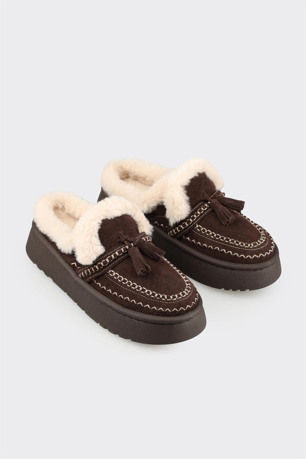 Kahve Deri Kadın Sabo