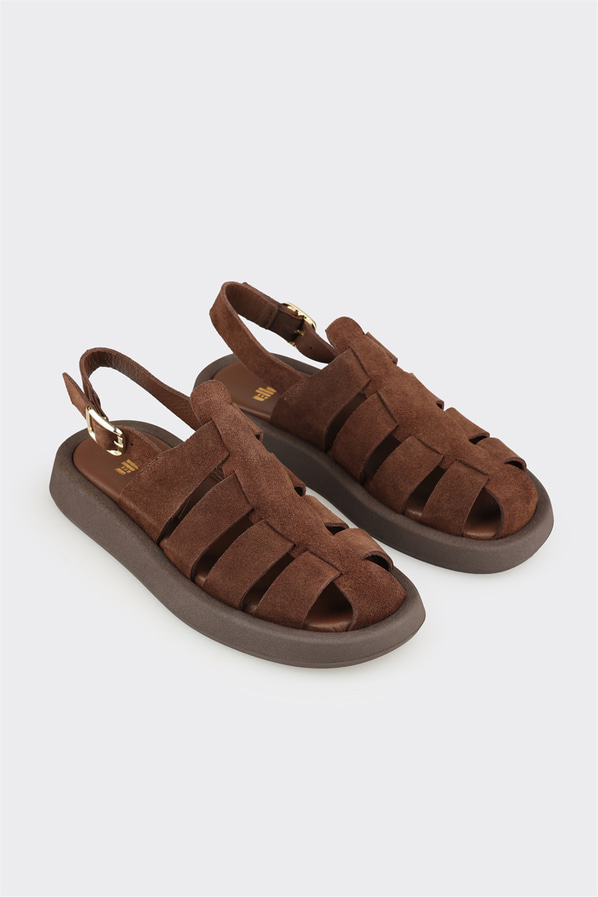 Kahve Deri Kadın Sandalet