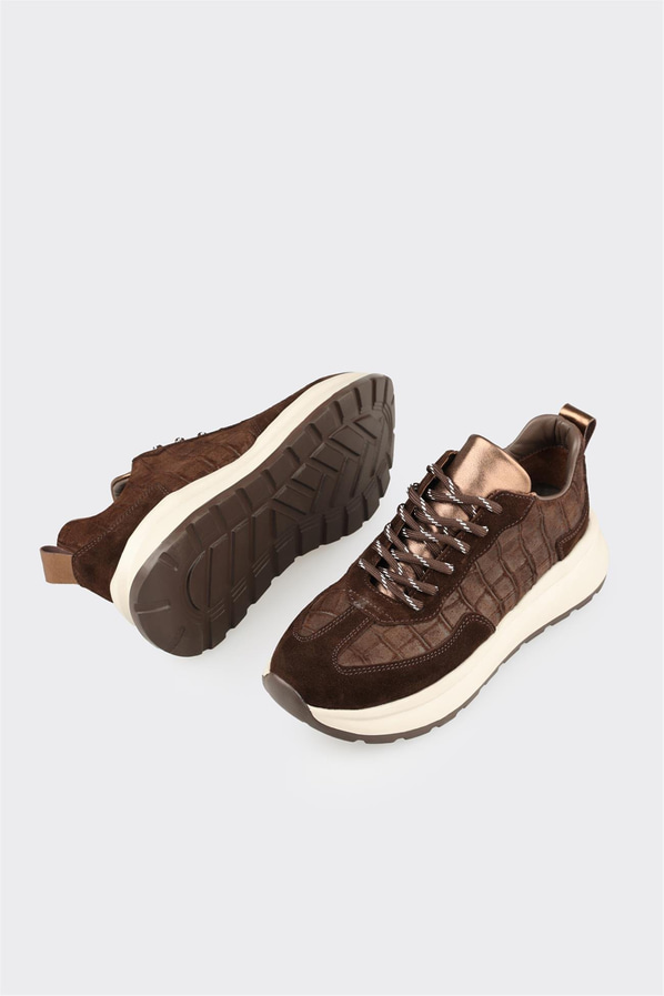 Kahve Deri Kadın Spor Ayakkabı
