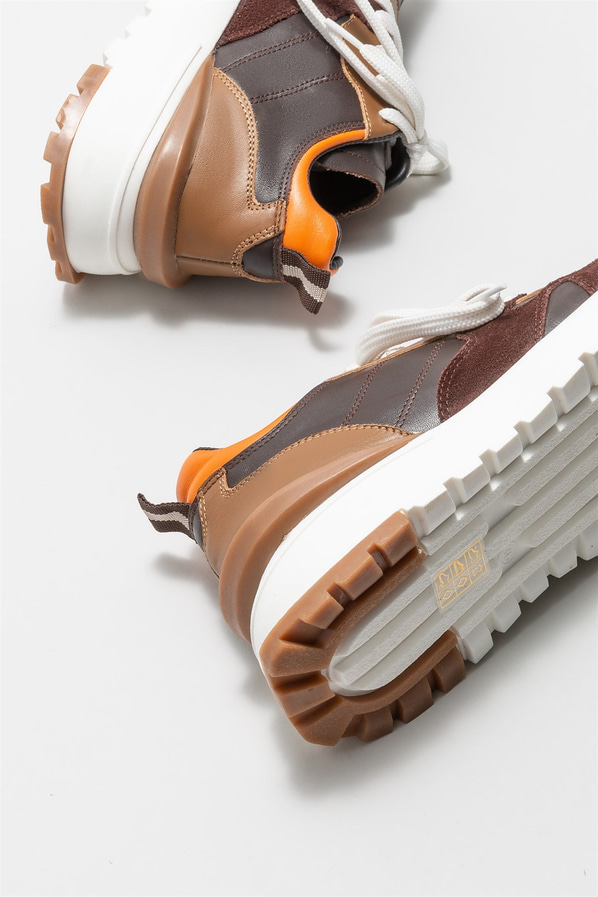Kahve deri kadın sneaker - Elle Shoes