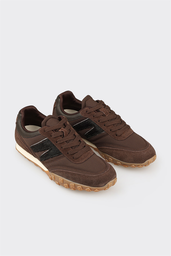 Kahve deri kadın sneaker - Elle Shoes