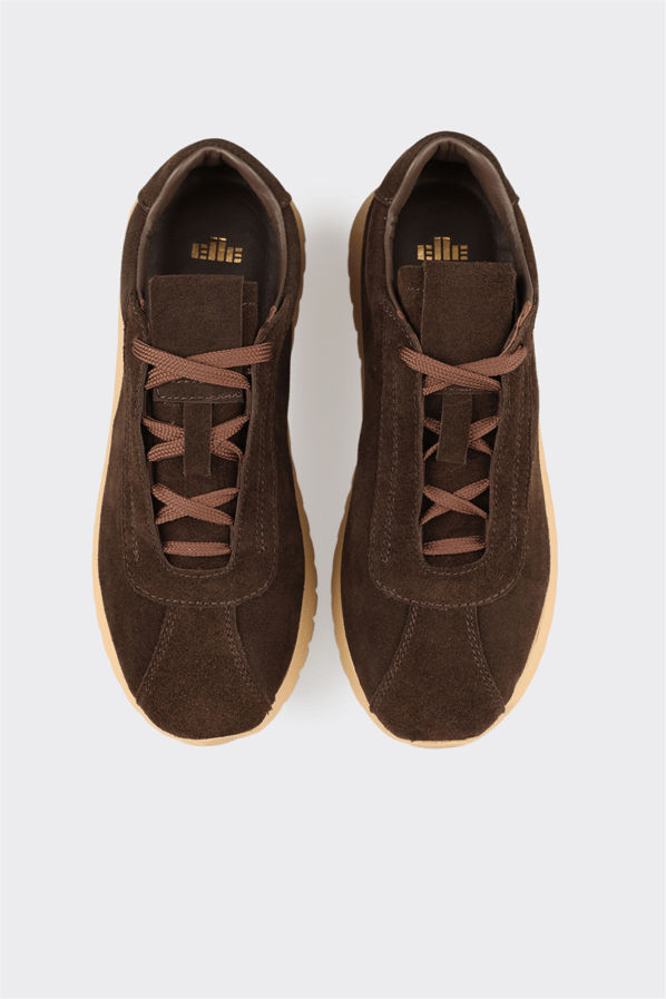 Kahve deri kadın sneaker - Elle Shoes