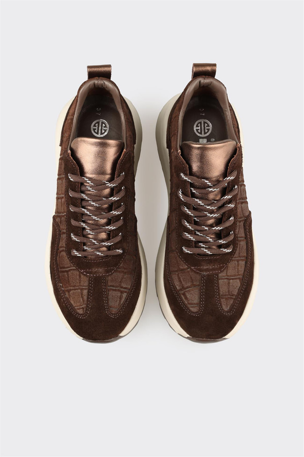 Kahve Deri Kadın Spor Ayakkabı