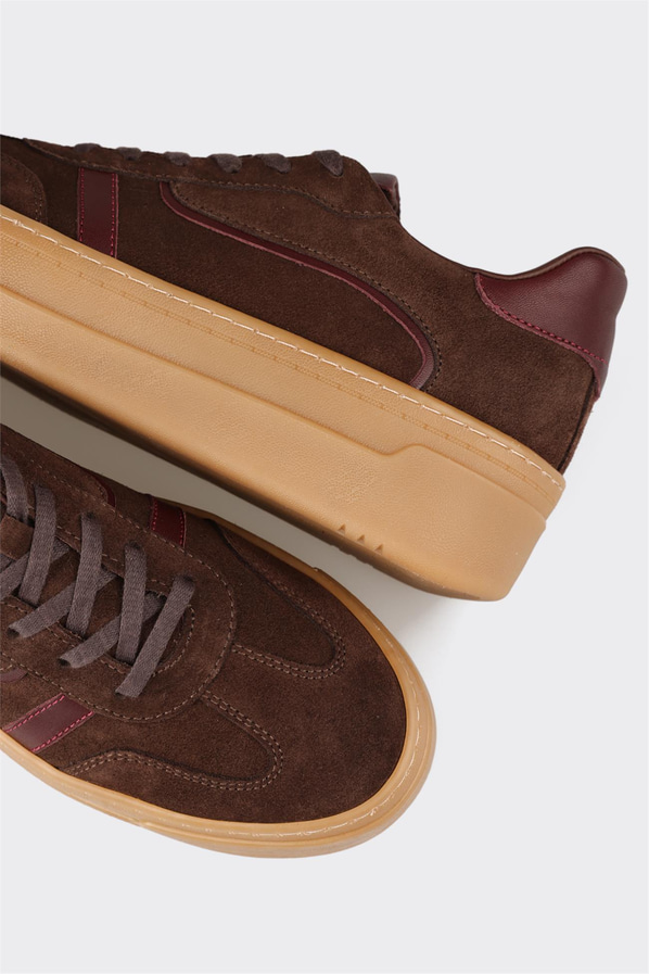 Kahve deri kadın sneaker - Elle Shoes