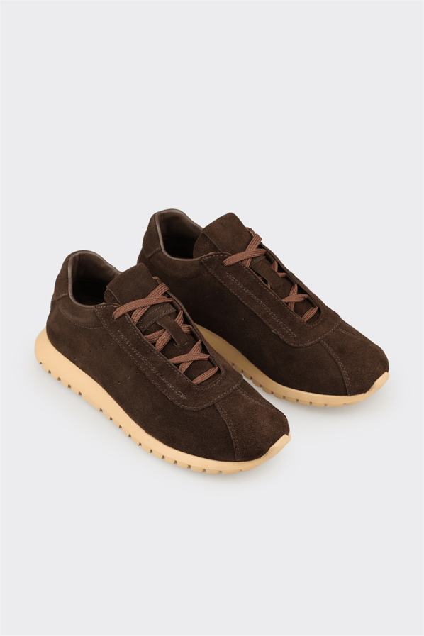 Kahve deri kadın sneaker - Elle Shoes