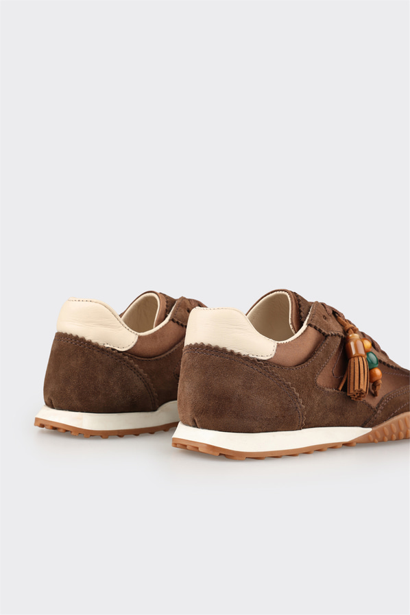 Kahve deri kadın sneaker - Elle Shoes
