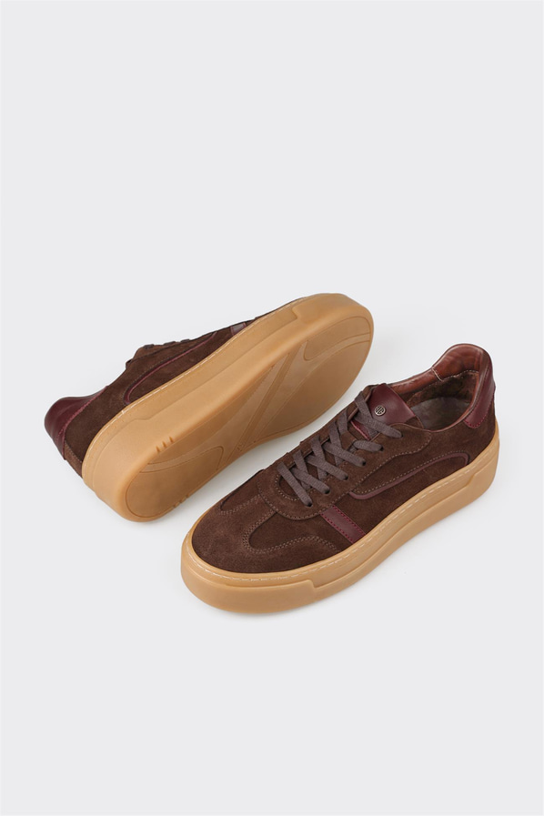 Kahve deri kadın sneaker - Elle Shoes