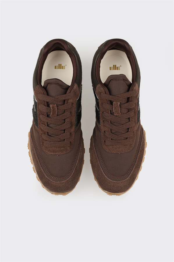 Kahve deri kadın sneaker - Elle Shoes