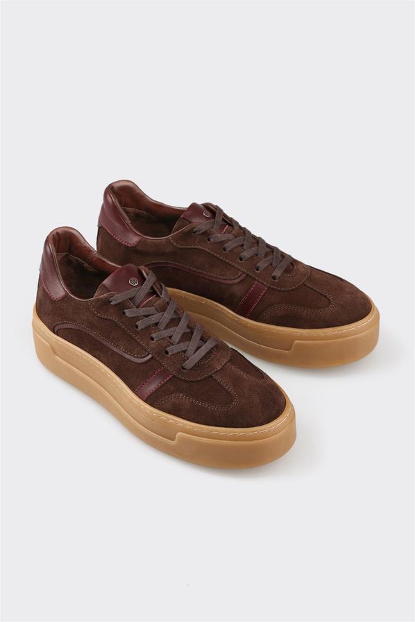 Kahve deri kadın sneaker - Elle Shoes