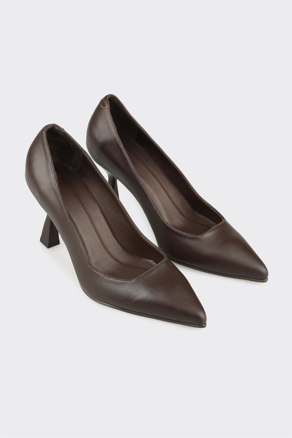 Kahve Deri Kadın Stiletto