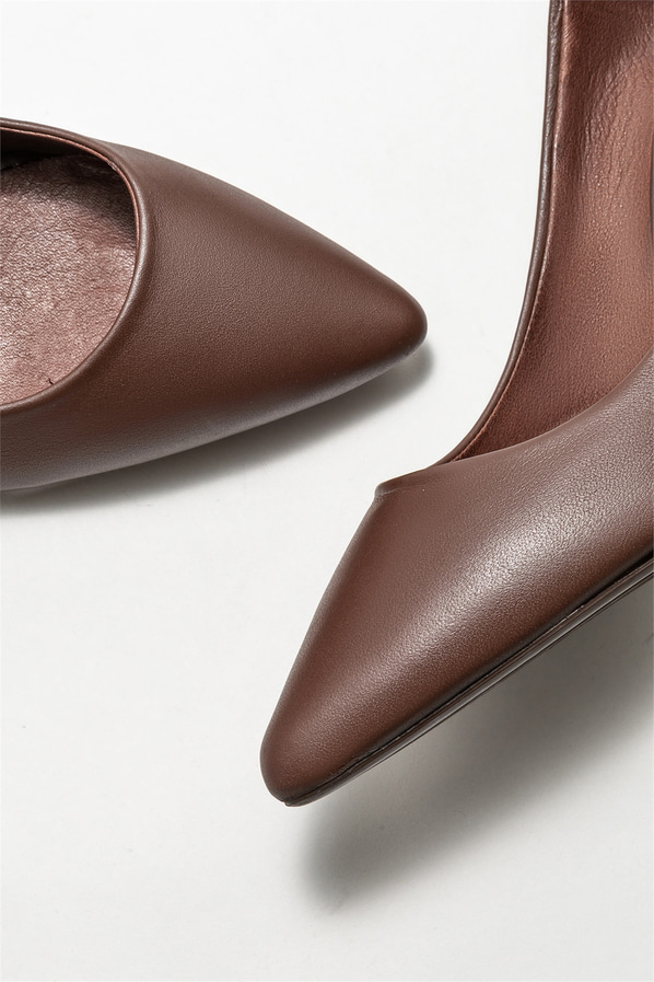 Kahve deri kadın stiletto - Elle Shoes