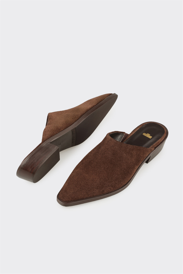 Kahve deri kadın terlik - Elle Shoes