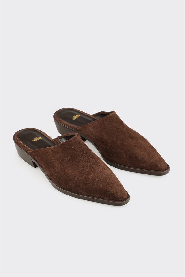 Kahve deri kadın terlik - Elle Shoes