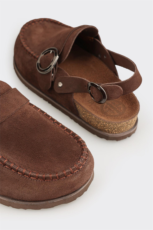 Kahve Deri Kadın Terlik