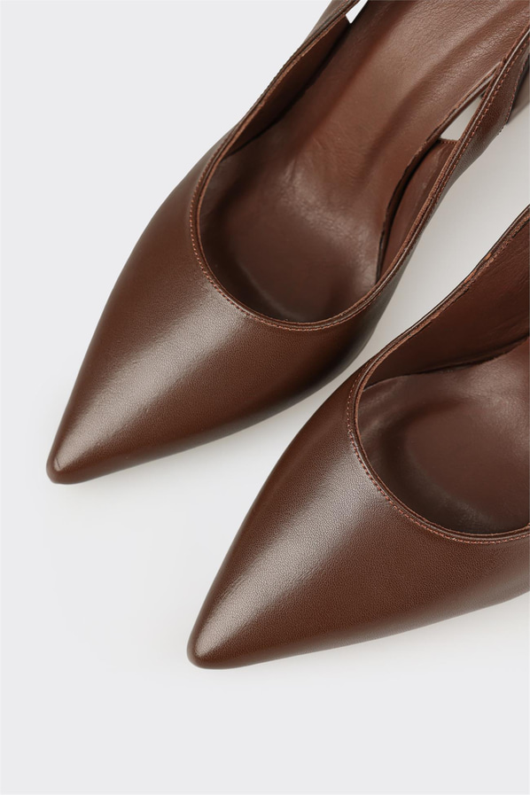 Kahve Deri Kadın Topuklu Ayakkabı