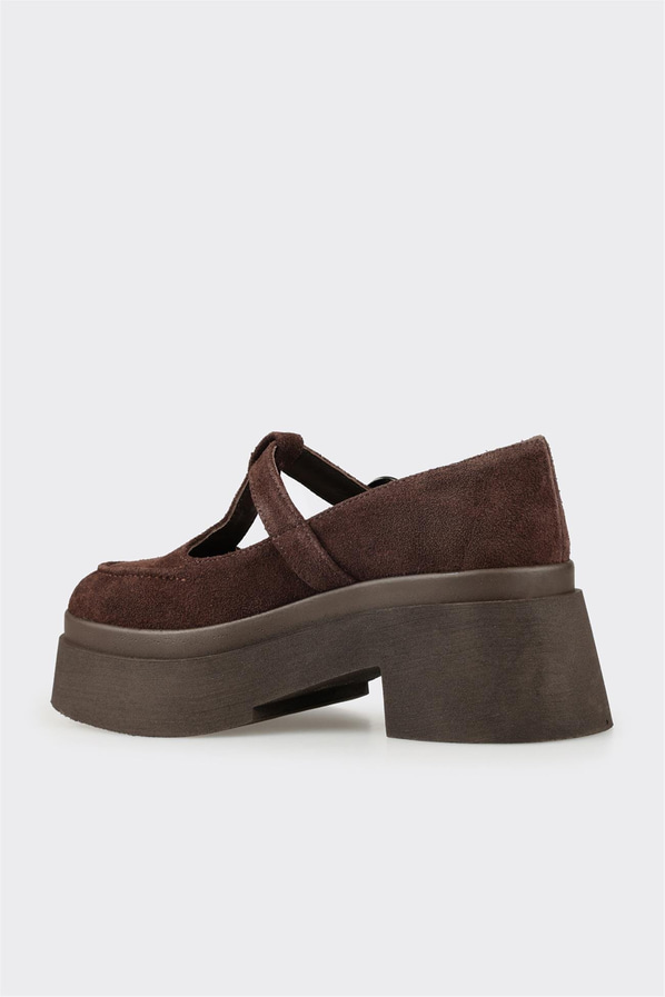 Kahve Deri Kadın Topuklu Ayakkabı