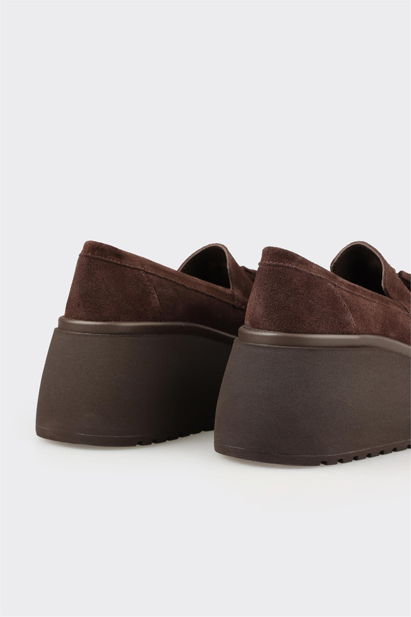 Kahve Deri Kadın Topuklu Ayakkabı