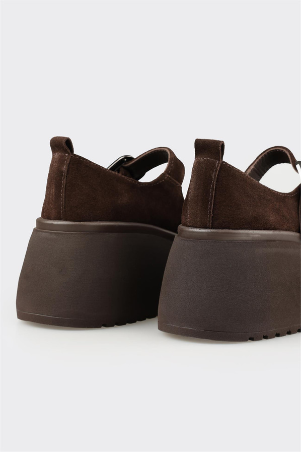 Kahve Deri Kadın Topuklu Ayakkabı