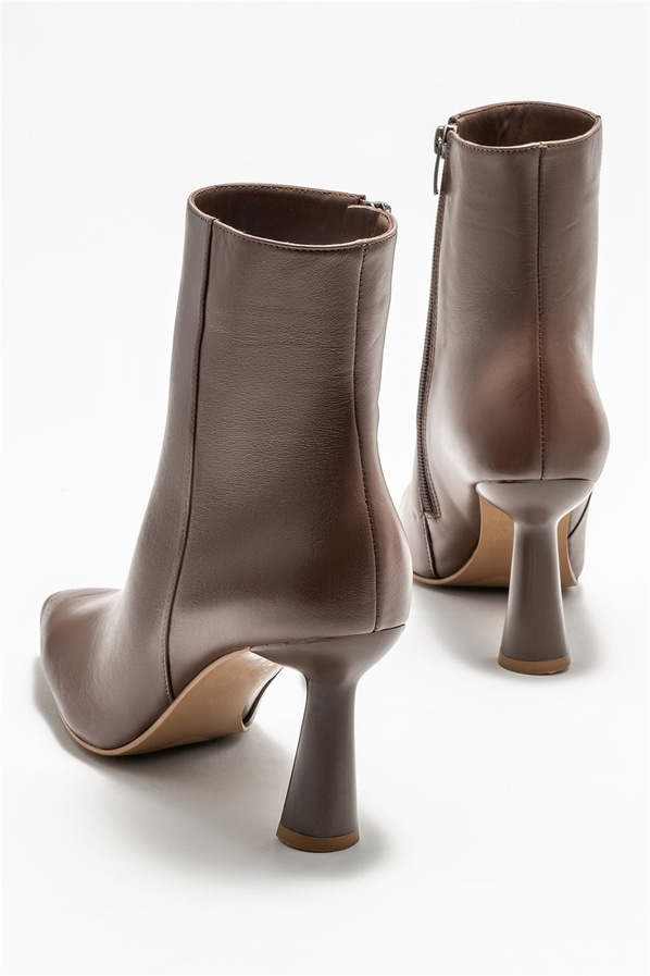 Kahve deri topuklu kadın bot - Elle Shoes