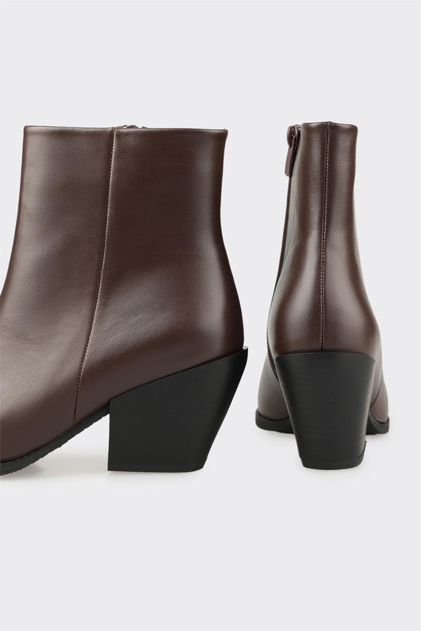 Kahve Deri Kadın Western Bot