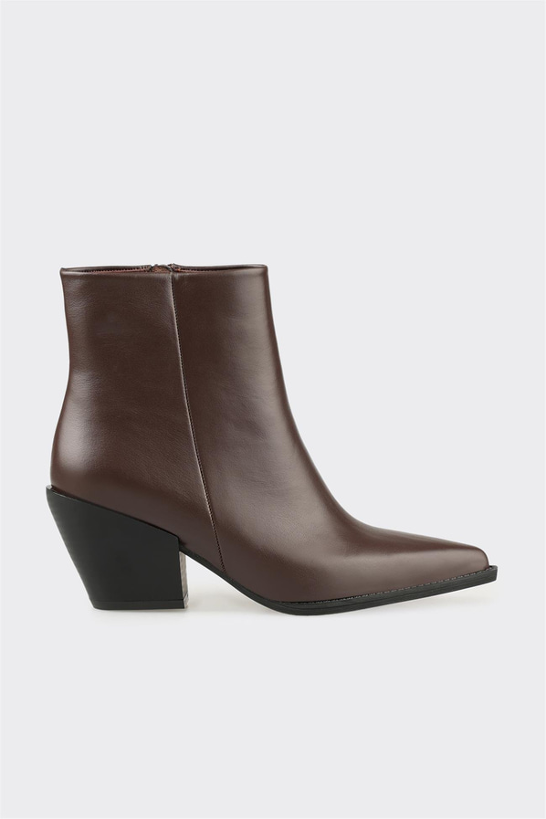 Kahve Deri Kadın Western Bot