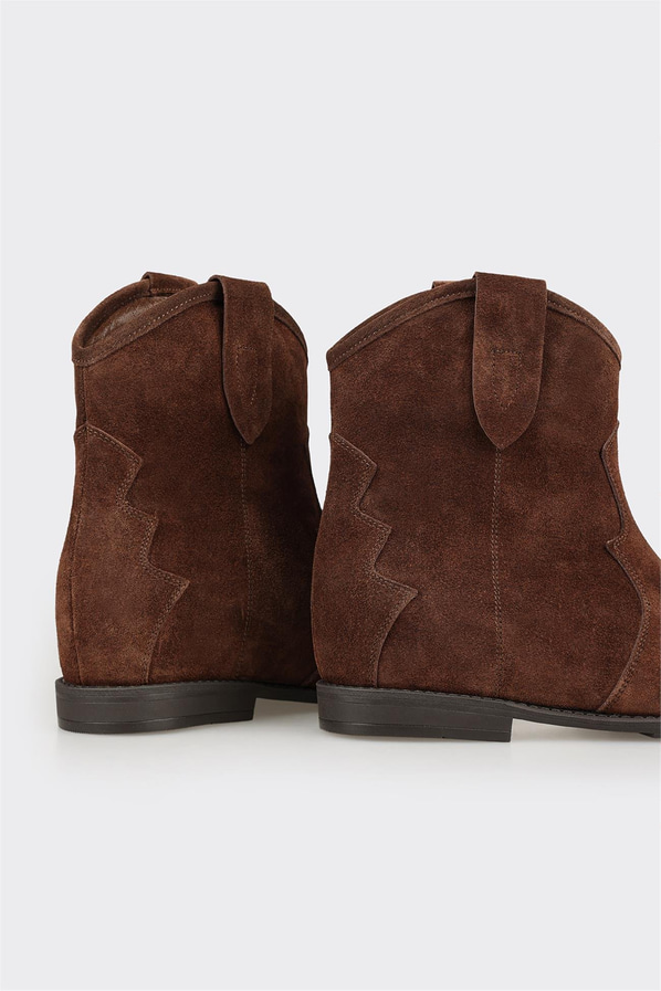 Kahve Deri Kadın Western Bot