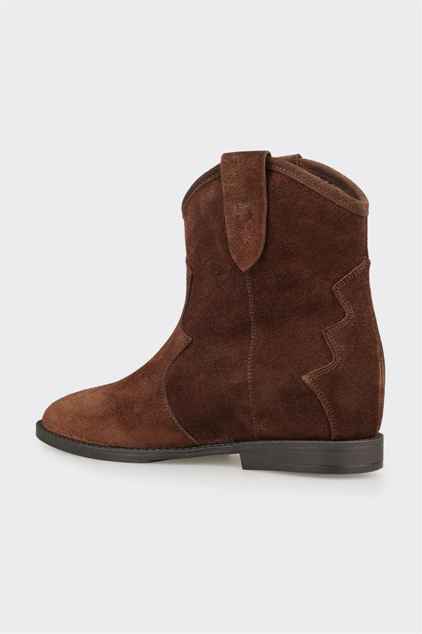 Kahve Deri Kadın Western Bot