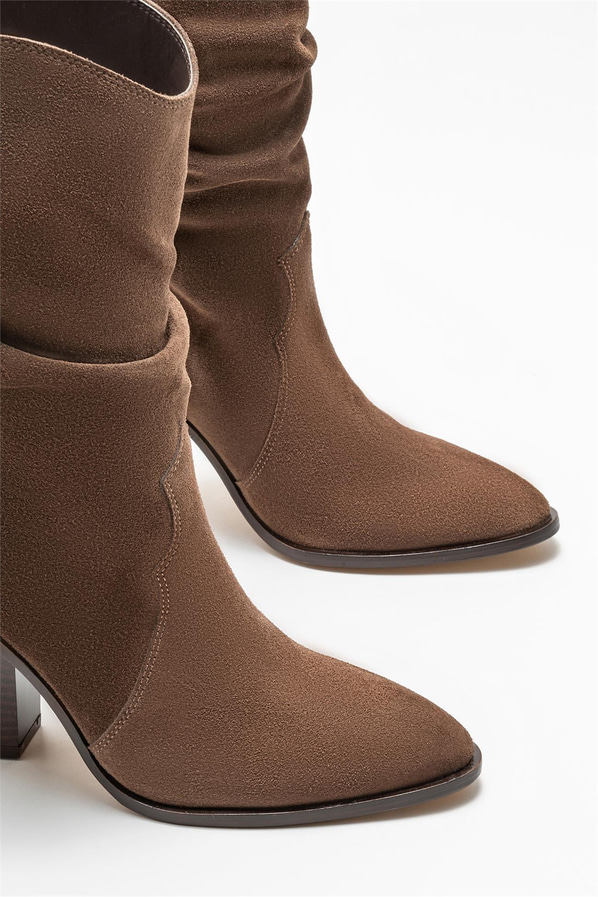 Kahve deri kadın bot - Elle Shoes