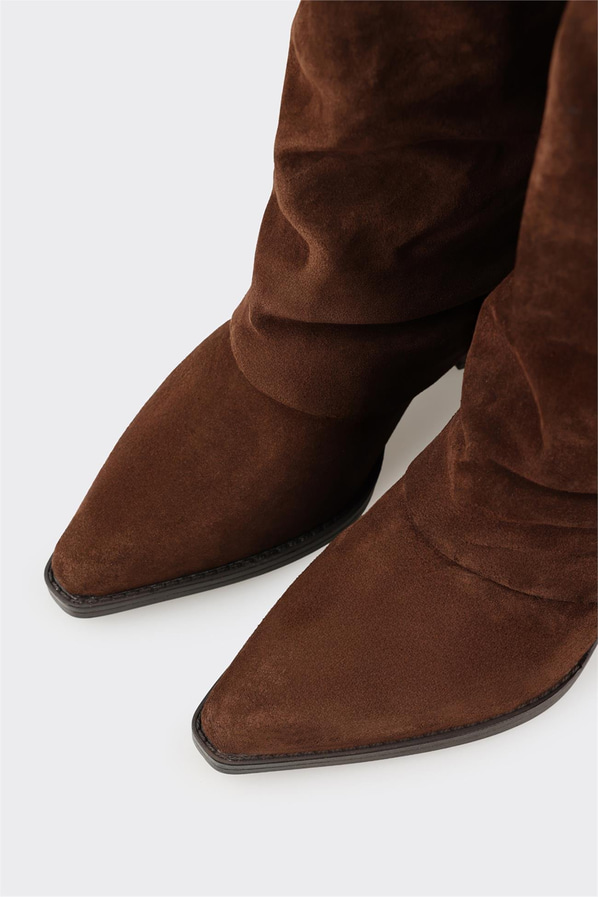 Kahve Deri Kadın Western Çizme