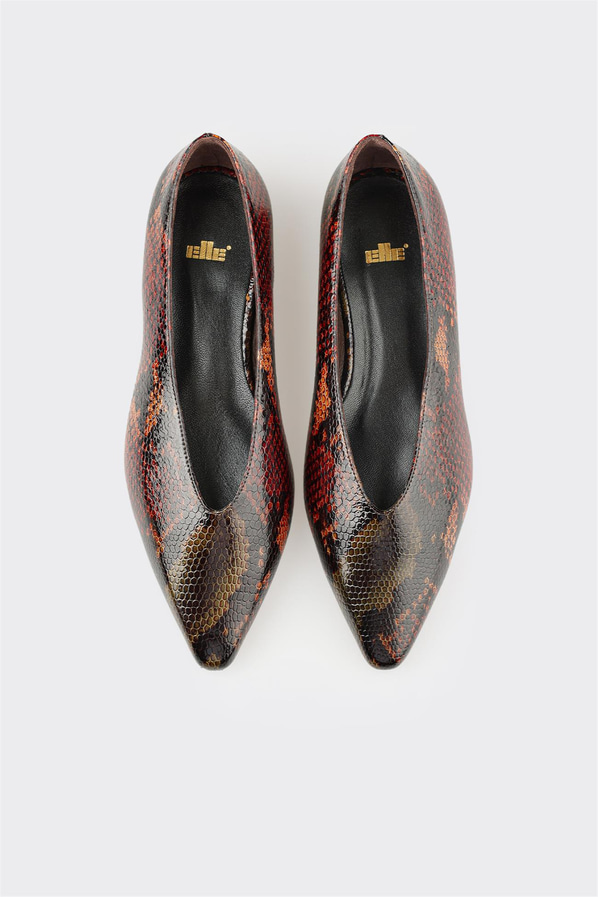 Kahve Hayvan Desenli Deri Kadın Günlük Ayakkabı