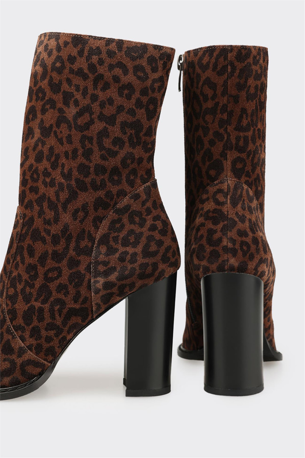 Kahve deri kadın bot - Elle Shoes
