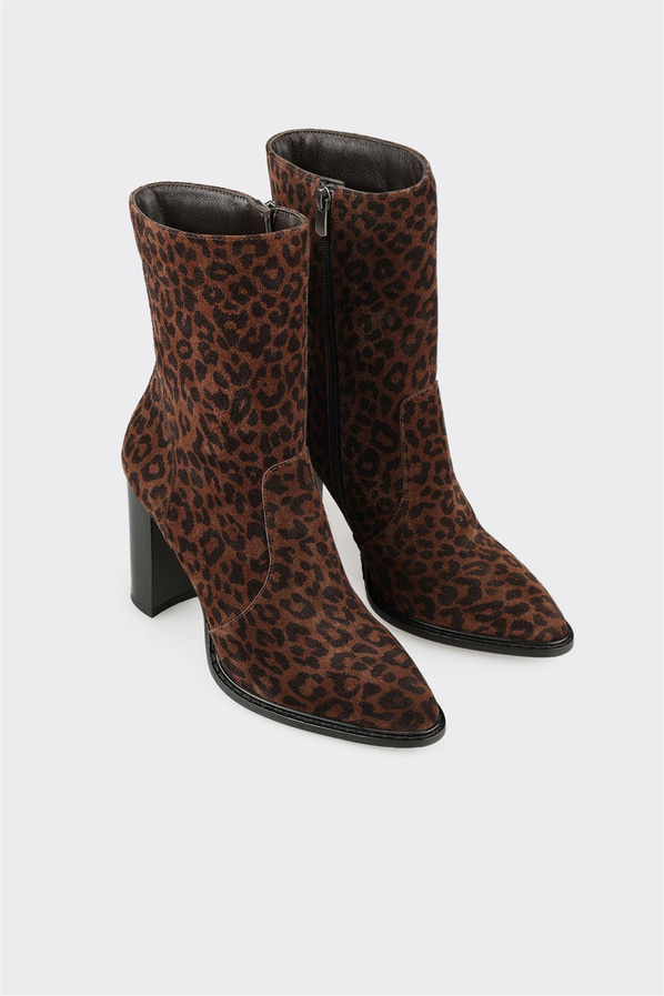 Kahve deri kadın bot - Elle Shoes