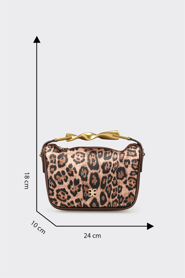Kahve Hayvan Desenli Kadın Çapraz Çanta