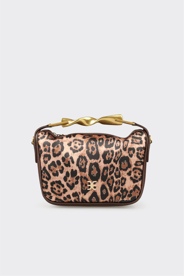 Kahve Hayvan Desenli Kadın Çapraz Çanta