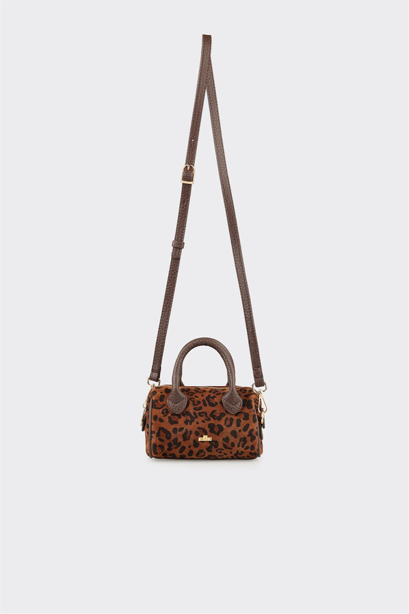 Kahve Hayvan Desenli Kadın Küçük El Çantası