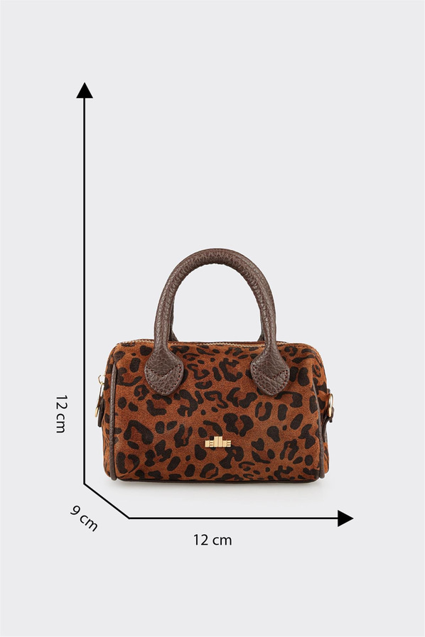 Kahve Hayvan Desenli Kadın Küçük El Çantası