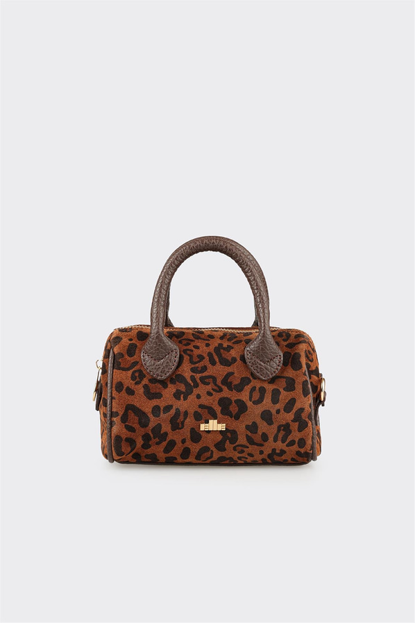 Kahve Hayvan Desenli Kadın Küçük El Çantası